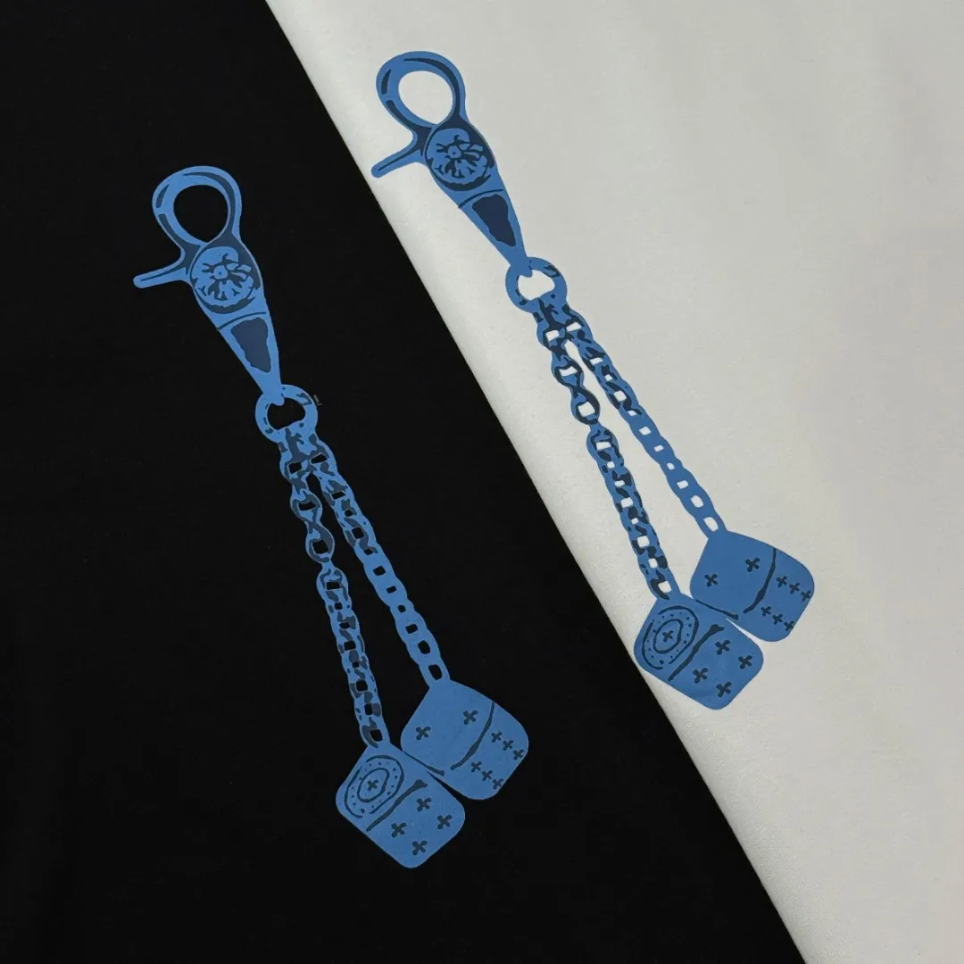 P190 Chrome Hearts 25 high-version long-sleeved fabrics made of 300 grams of high-density cotton, non-deformable, non-shrinking, complete with three labels, same style for men and women, process: digital printing, color: white, black SIZE: S-XL